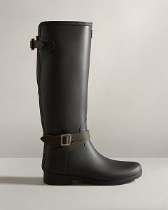 Black Hunter Refined Slim Fit Adjustable Tall Women's Rain Boots | Ireland-60342