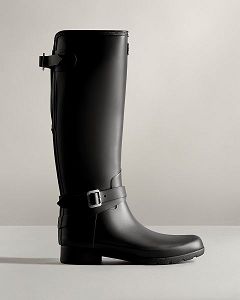 Black Hunter Refined Slim Fit Adjustable Tall Women's Rain Boots | Ireland-75430