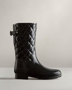 Black Hunter Refined Slim Fit Adjustable Quilted Short Women's Rain Boots | Ireland-95016