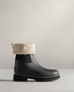 Black Hunter Refined Stitch Roll Top Women's Sherpa Boots | Ireland-84712