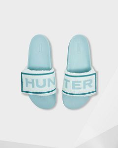 Blue Hunter Terry Towelling Logo Adjustable Women's Slides | Ireland-31025