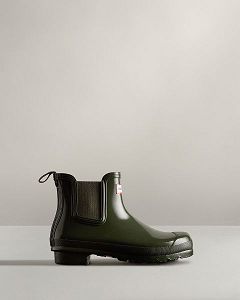 Dark Olive Hunter Original Gloss Women's Original Chelsea Boots | Ireland-19436