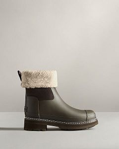 Green Hunter Refined Stitch Roll Top Women's Sherpa Boots | Ireland-18670