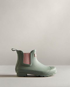 Green / Pink Hunter Original Women's Chelsea Boots | Ireland-74253