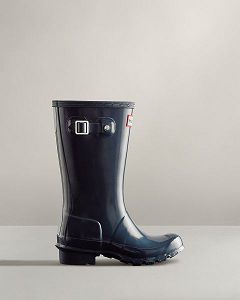 Navy Hunter Original Gloss Kids' Rain Boots | Ireland-30586