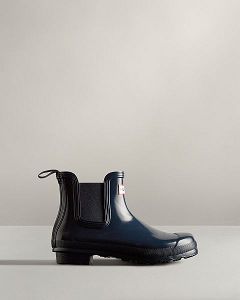 Navy Hunter Original Gloss Women's Chelsea Boots | Ireland-61852