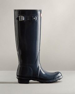 Navy Hunter Original Tall Gloss Women's Original Tall Boots | Ireland-21640