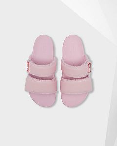 Pink Hunter Double Strap Women's Slides | Ireland-29378