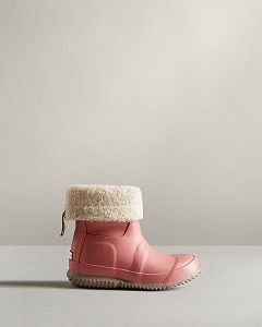 Pink Hunter Insulated Roll Top Kids' Sherpa Boots | Ireland-49068