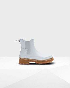 White / Brown Hunter Refined Stitch Detail Women's Chelsea Boots | Ireland-90345