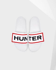 White Hunter Terry Towelling Logo Adjustable Women's Slides | Ireland-72081