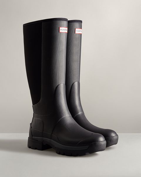 Black Hunter Balmoral Field Hybrid Tall Men's Rain Boots | Ireland-69305