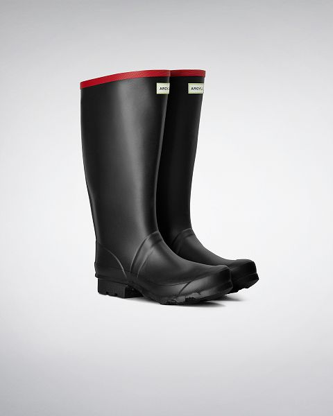 Black Hunter Hunter Argyll Full Knee Men's Rain Boots | Ireland-97540