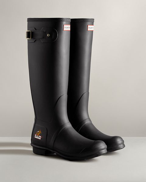 Black Hunter Lunar New Year Small Tiger Logo Tall Women's Rain Boots | Ireland-97143