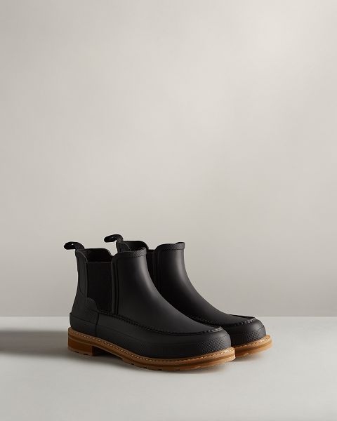 Black Hunter Moc Toe Men's Chelsea Boots | Ireland-41920