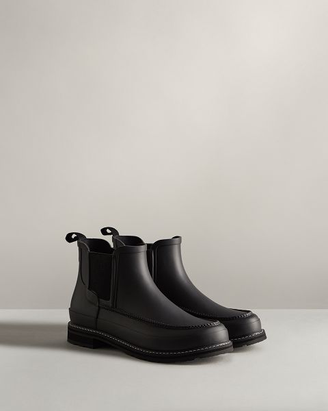 Black Hunter Refined Moc Toe Men's Chelsea Boots | Ireland-65183