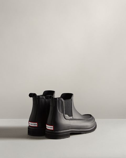 Black Hunter Refined Moc Toe Men's Chelsea Boots | Ireland-65183