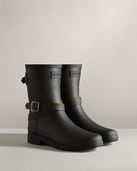 Black Hunter Refined Slim Fit Adjustable Short Women's Rain Boots | Ireland-15062