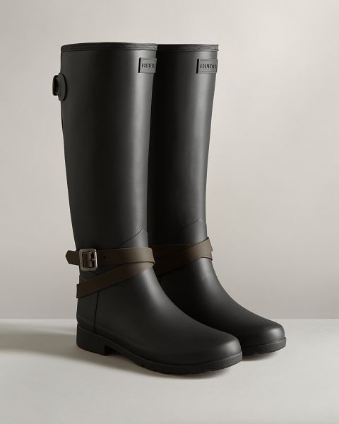 Black Hunter Refined Slim Fit Adjustable Tall Women's Rain Boots | Ireland-60342