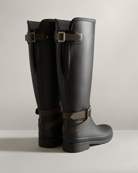 Black Hunter Refined Slim Fit Adjustable Tall Women's Rain Boots | Ireland-60342