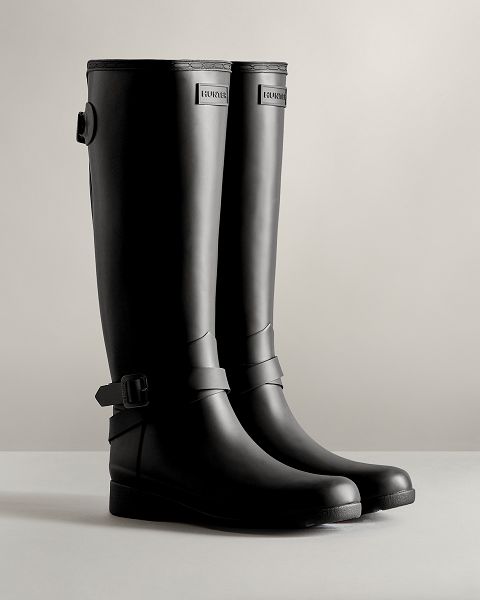 Black Hunter Refined Slim Fit Adjustable Tall Women's Rain Boots | Ireland-75430