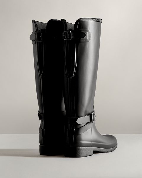 Black Hunter Refined Slim Fit Adjustable Tall Women's Rain Boots | Ireland-75430