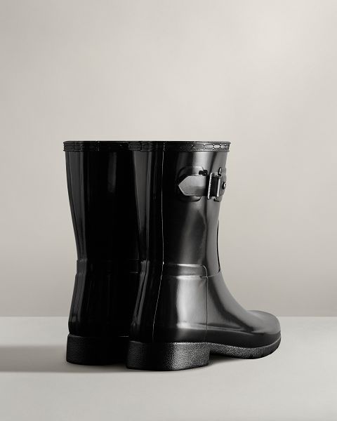 Black Hunter Refined Slim Fit Short Gloss Women's Rain Boots | Ireland-70392