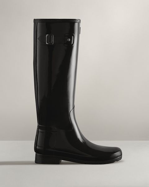 Black Hunter Refined Slim Fit Tall Gloss Women\'s Rain Boots | Ireland-89763