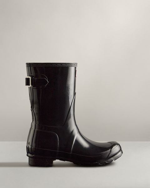 Black Hunter Short Back Adjustable Gloss Women's Rain Boots | Ireland-72941