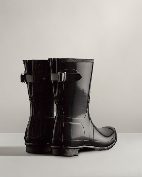 Black Hunter Short Back Adjustable Gloss Women's Rain Boots | Ireland-72941