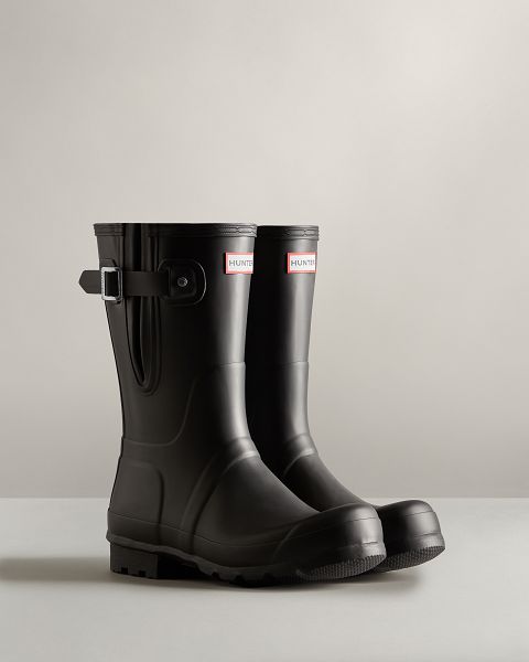 Black Hunter Short Side Adjustable Men's Rain Boots | Ireland-15806