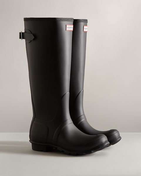 Black Hunter Tall Back Adjustable Women's Rain Boots | Ireland-64520