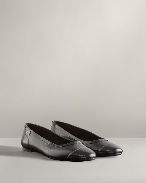 Black Hunter Tour Gloss Ballerina Women's Flats | Ireland-90583