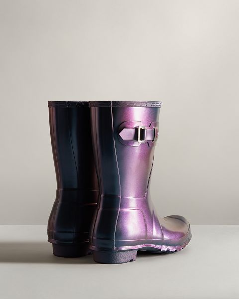 Blue / Purple Hunter Nebula Short Women's Rain Boots | Ireland-57684