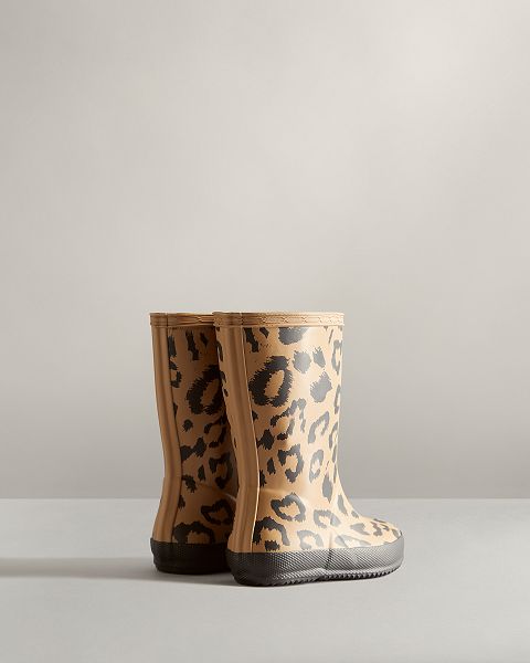 Brown Hunter First Hybrid Leopard Print Kids' Rain Boots | Ireland-68351