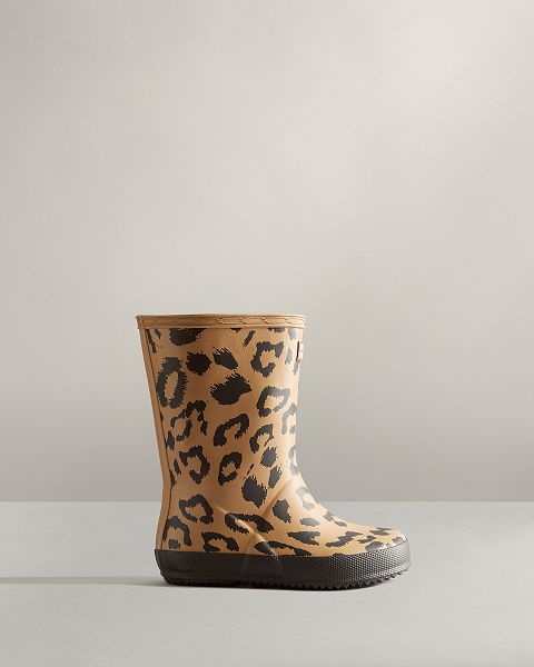 Brown Hunter First Hybrid Leopard Print Kids\' Rain Boots | Ireland-68351