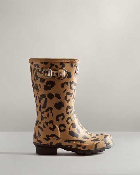 Brown Hunter Hybrid Leopard Print Kids\' Rain Boots | Ireland-76092