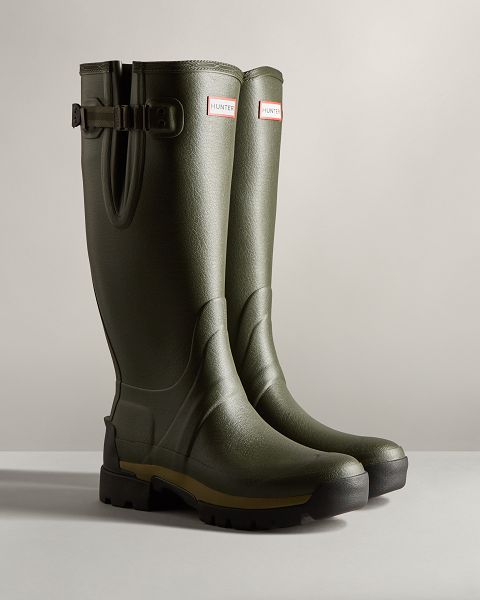 Dark Olive Hunter Balmoral Adjustable 3mm Neoprene Men's Rain Boots | Ireland-52078