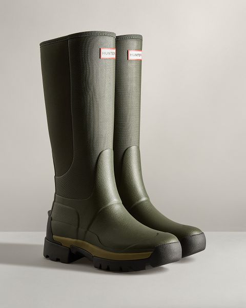 Dark Olive Hunter Balmoral Field Hybrid Tall Women's Rain Boots | Ireland-30516