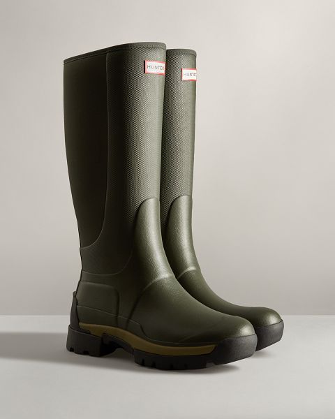 Dark Olive Hunter Balmoral Field Hybrid Tall Men's Rain Boots | Ireland-67280