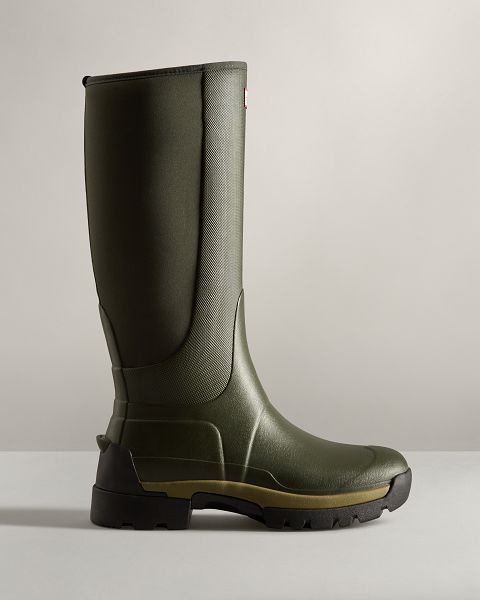 Dark Olive Hunter Balmoral Field Hybrid Tall Men\'s Rain Boots | Ireland-67280