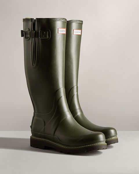 Dark Olive Hunter Balmoral Side Adjustable Men's Rain Boots | Ireland-82710