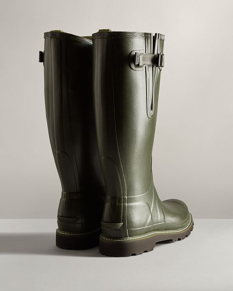 Dark Olive Hunter Balmoral Side Adjustable Men's Rain Boots | Ireland-82710