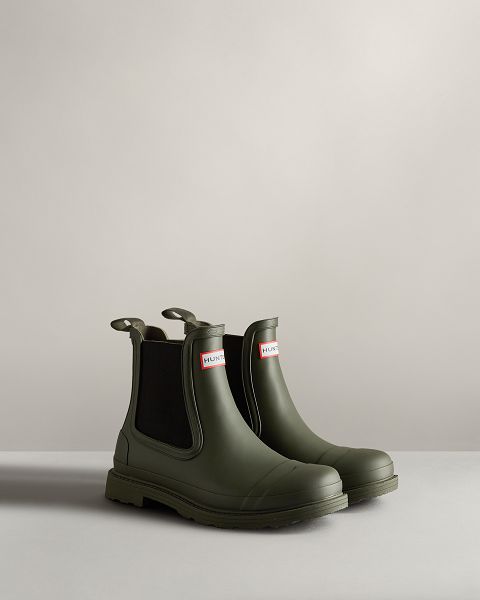 Dark Olive Hunter Commando Men's Chelsea Boots | Ireland-79853