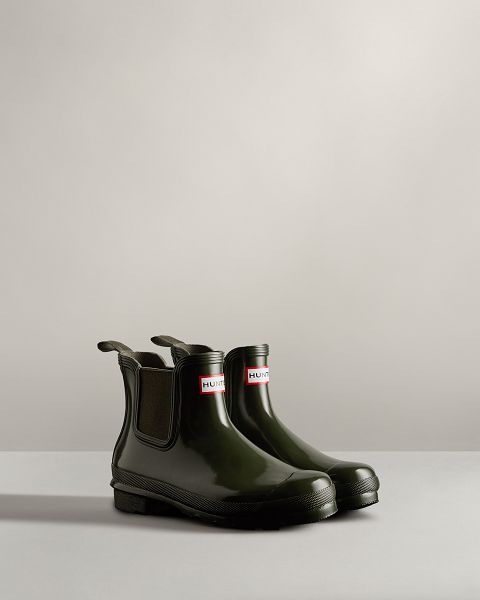 Dark Olive Hunter Original Gloss Women's Original Chelsea Boots | Ireland-19436