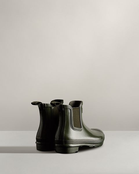 Dark Olive Hunter Original Gloss Women's Original Chelsea Boots | Ireland-19436