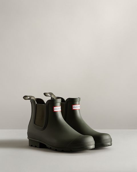 Dark Olive Hunter Original Men's Original Chelsea Boots | Ireland-31402