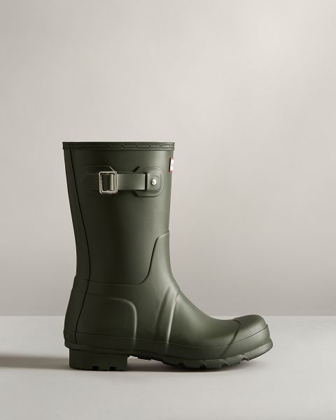 Dark Olive Hunter Original Short Men\'s Rain Boots | Ireland-76918