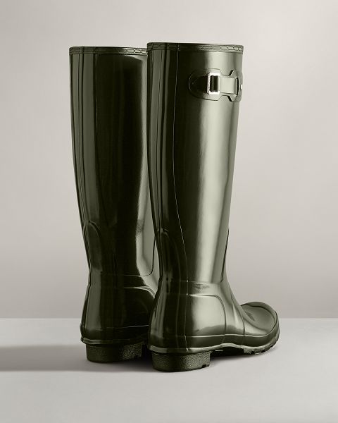 Dark Olive Hunter Original Tall Gloss Women's Rain Boots | Ireland-48235