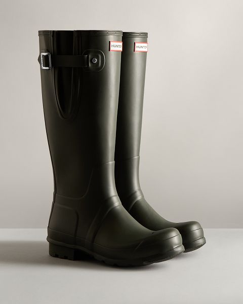 Dark Olive Hunter Tall Side Adjustable Men's Rain Boots | Ireland-40826